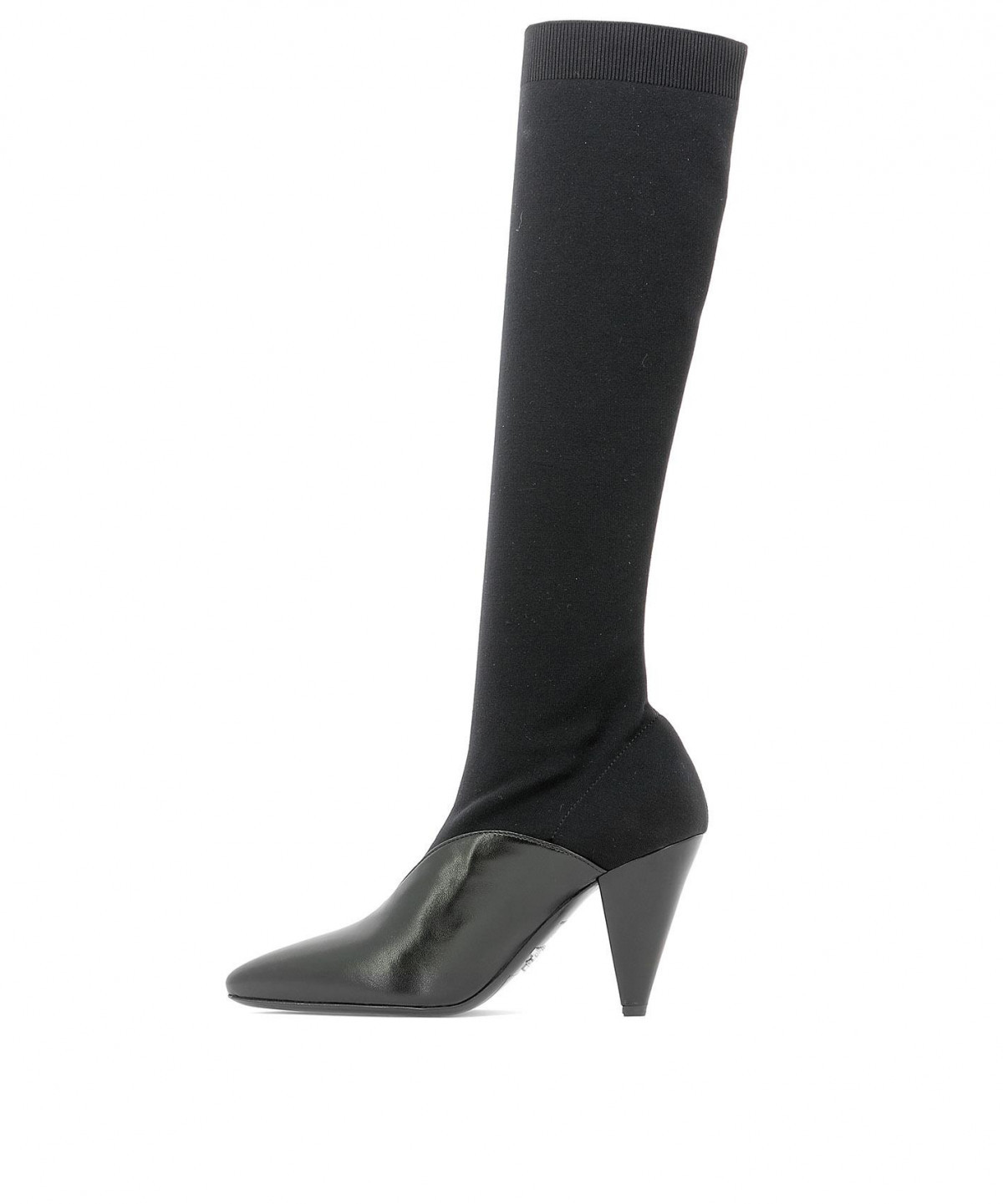 Prada Spliced Knee Boots In Black