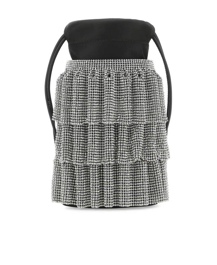Alexander Wang Crystal-mesh Bucket Bag In Gray