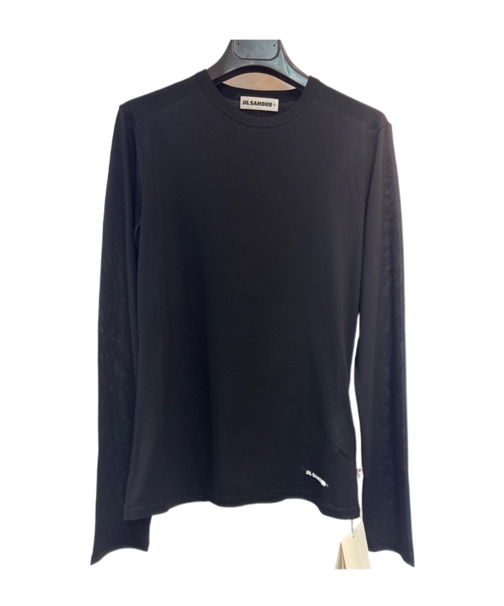 Shop Jil Sander Open-necked Black Shirt