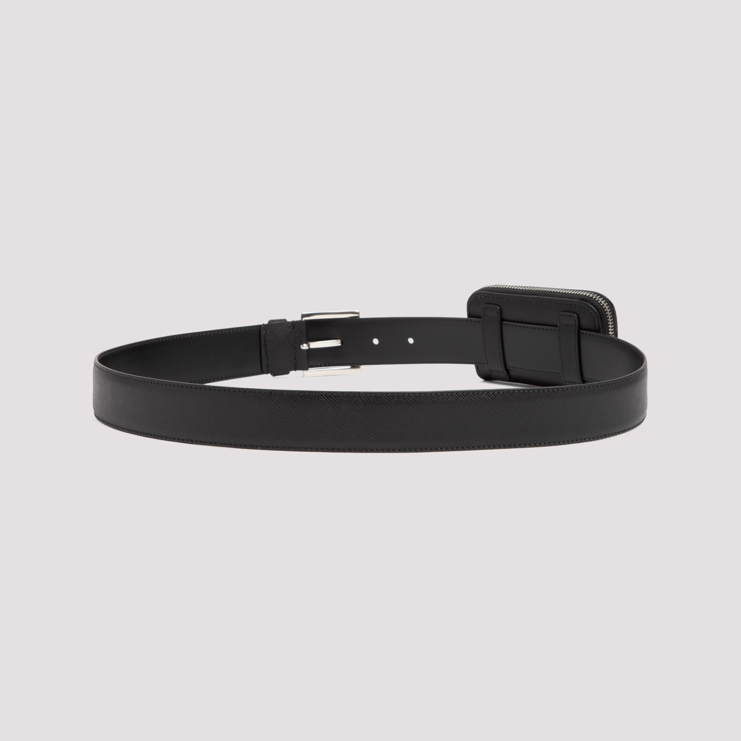 Prada Saffiano Leather Belt In Black