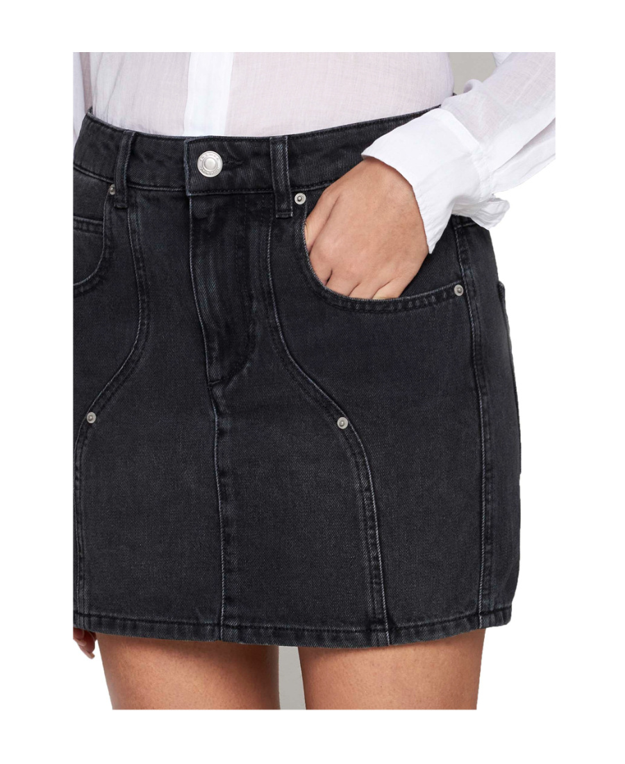 Isabel Marant Étoile Marant Etoile Vesna Denim Mini Skirt In Black