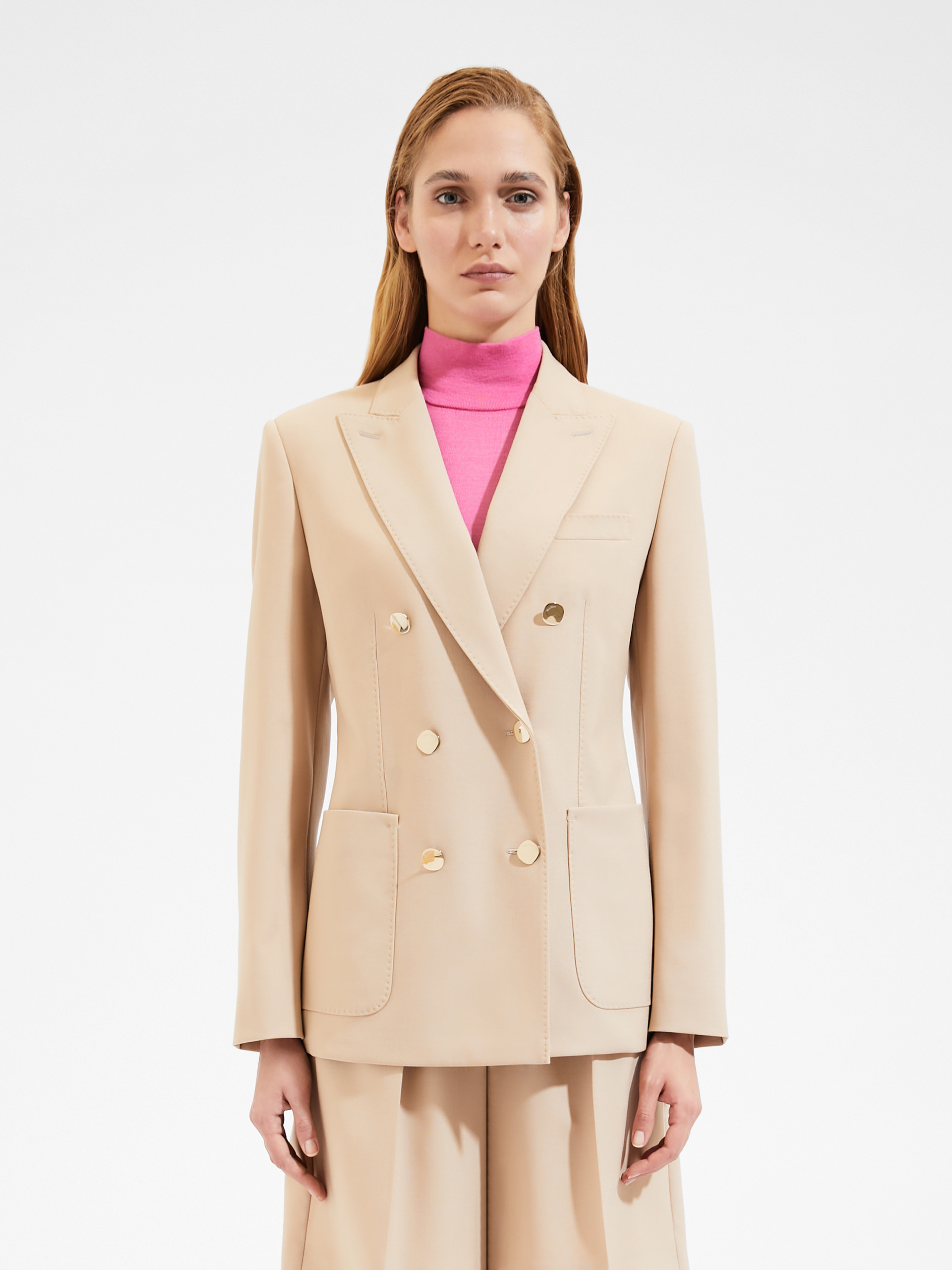 Max Mara Double-breasted Suit Jacket In Nude