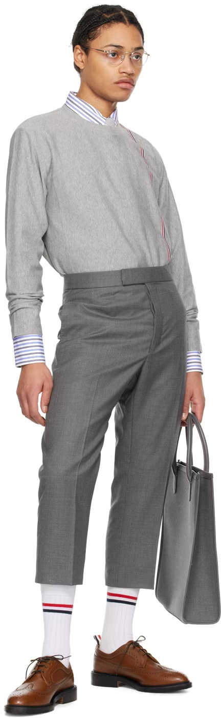 Thom Browne Rwb Stripe Cotton T-shirt In 035 Med Grey