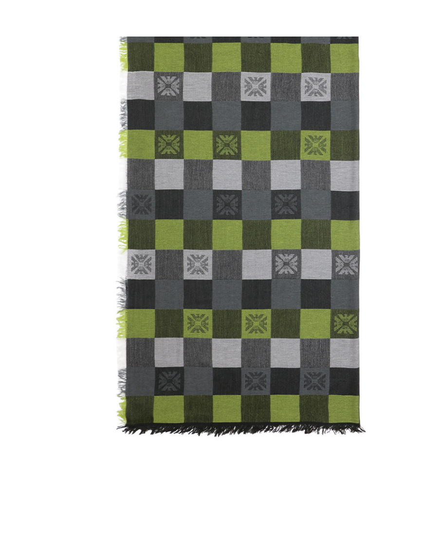 Emporio Armani Logo Checkered Scarf In Black