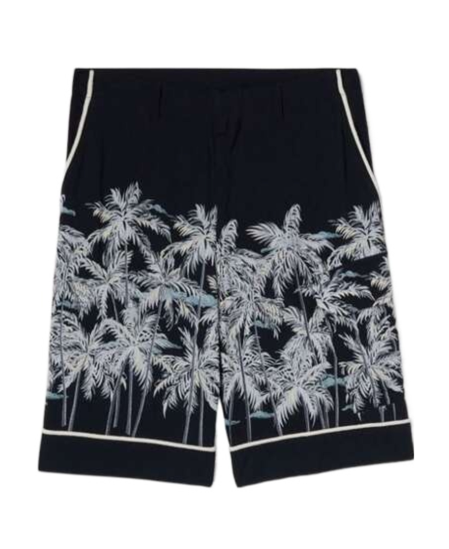 Palm Angels Palms-print Bermuda Shorts In Black