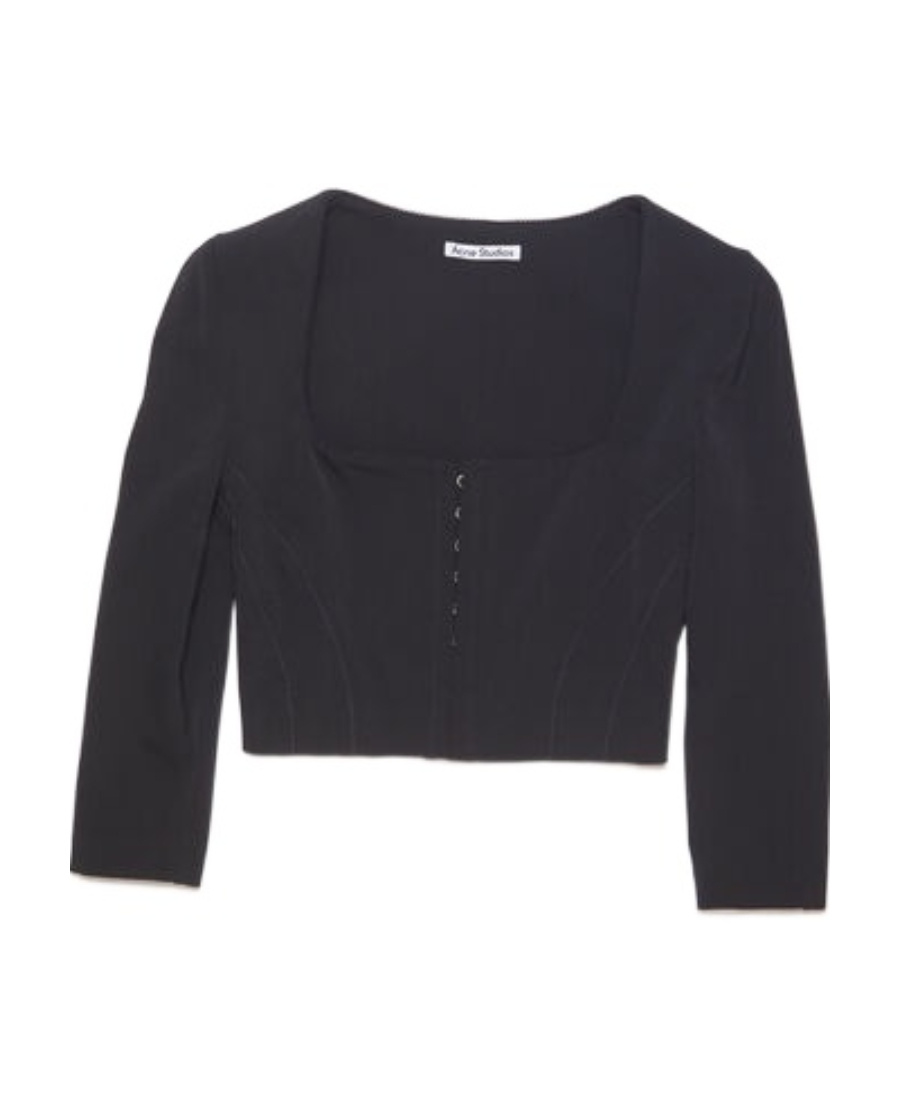 Acne Studios Square-neck Cropped Blouse In Black