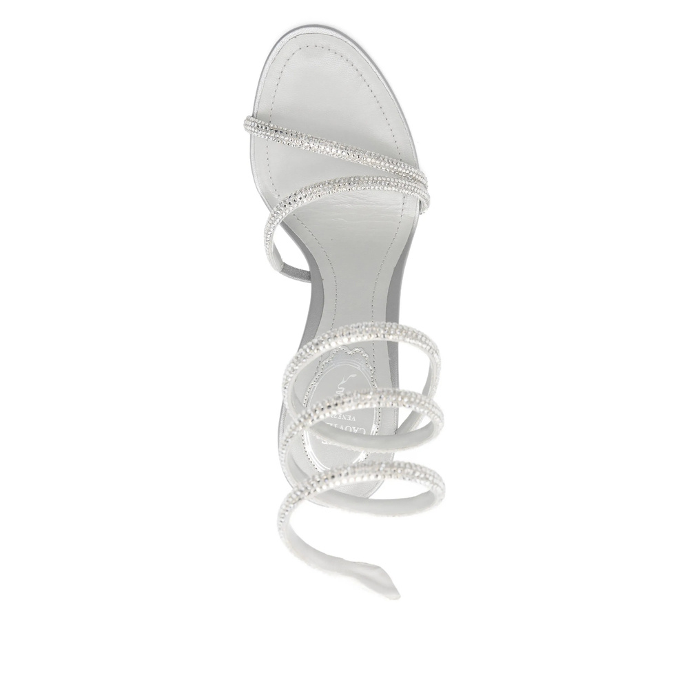René Caovilla Stiletto High Heel Sandals In Silver