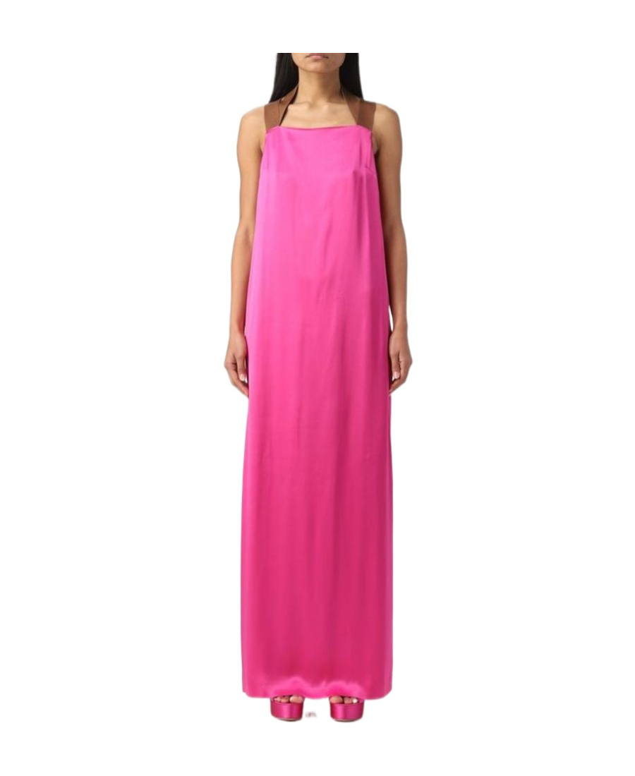 Alysi Satin Long Dress In Pink