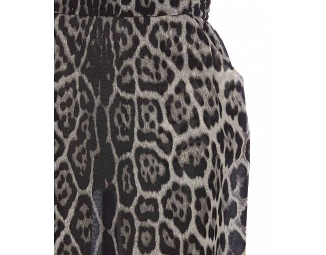 Saint Laurent Leopard-print Silk Skirt In Black