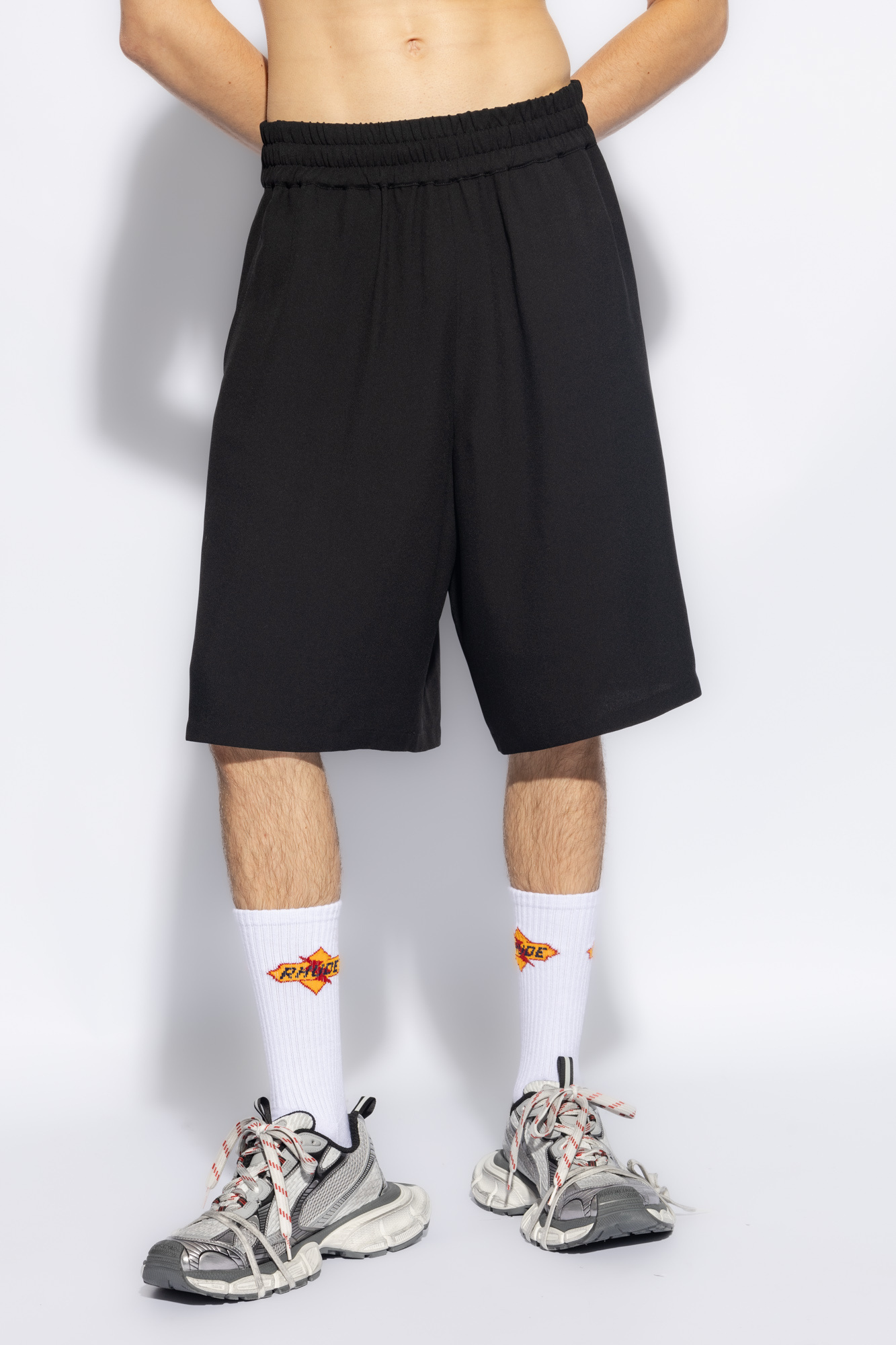 Moschino Logo Patch Pocketed Shorts In Black