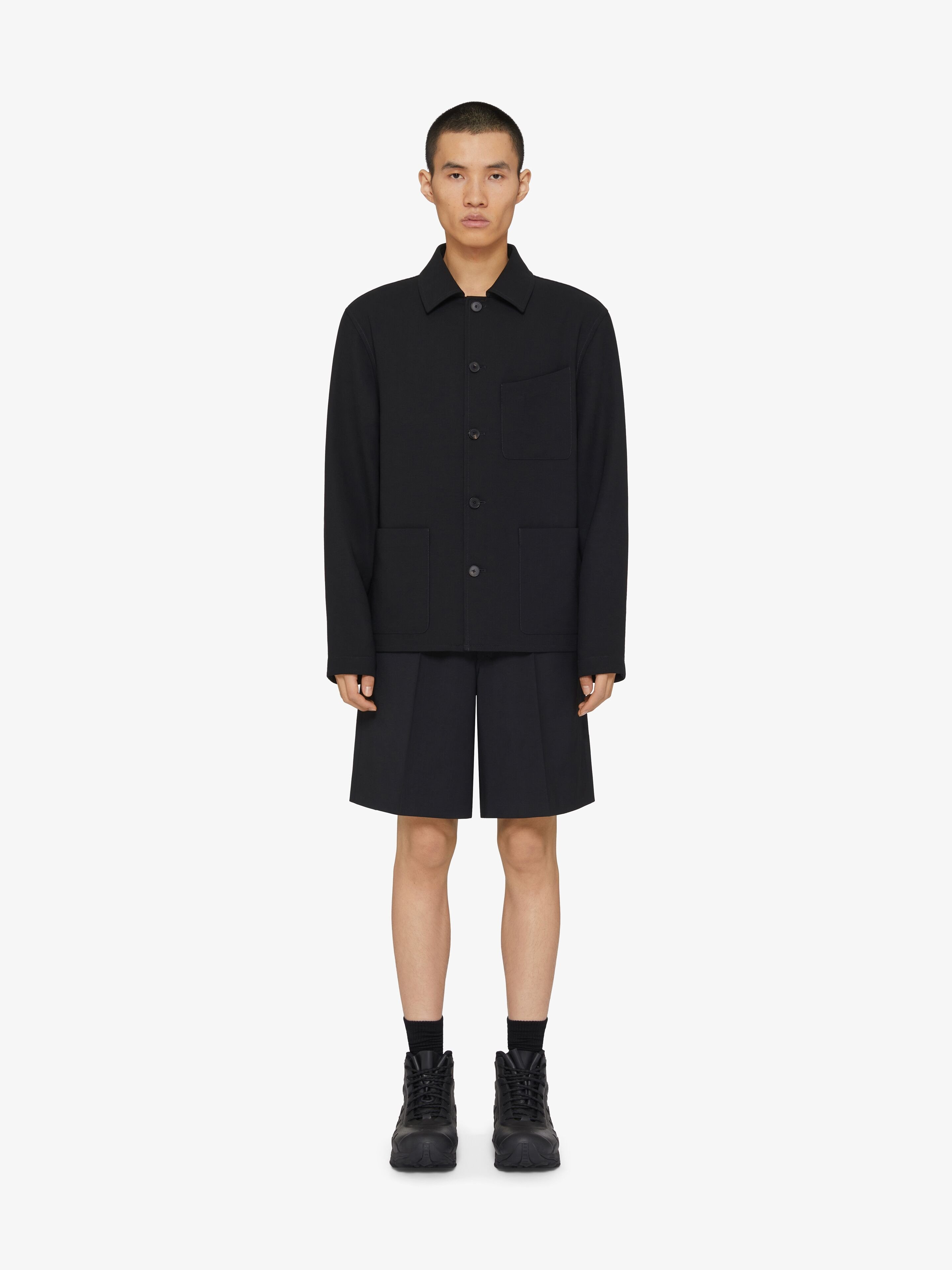 Givenchy Classic-collar Wool Shirt In Black