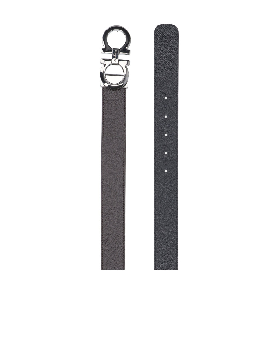 Ferragamo Reversible 'gancini' Belt In Black