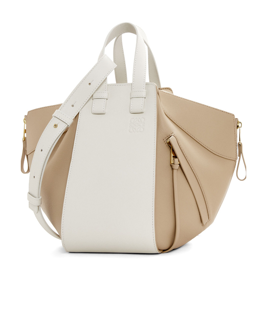 Loewe White And Beige Calfskin Shoulder Bag For Women In White