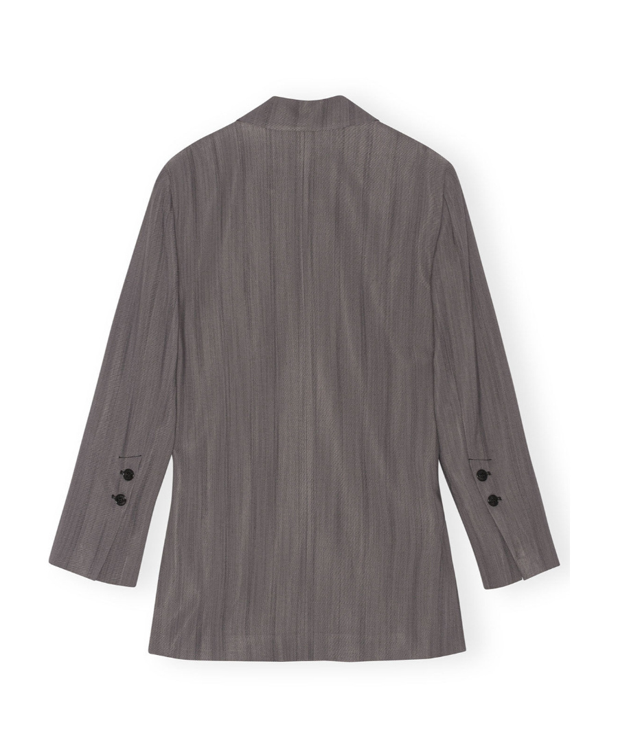 Ganni Double-breasted Tailored Blazer In Gray