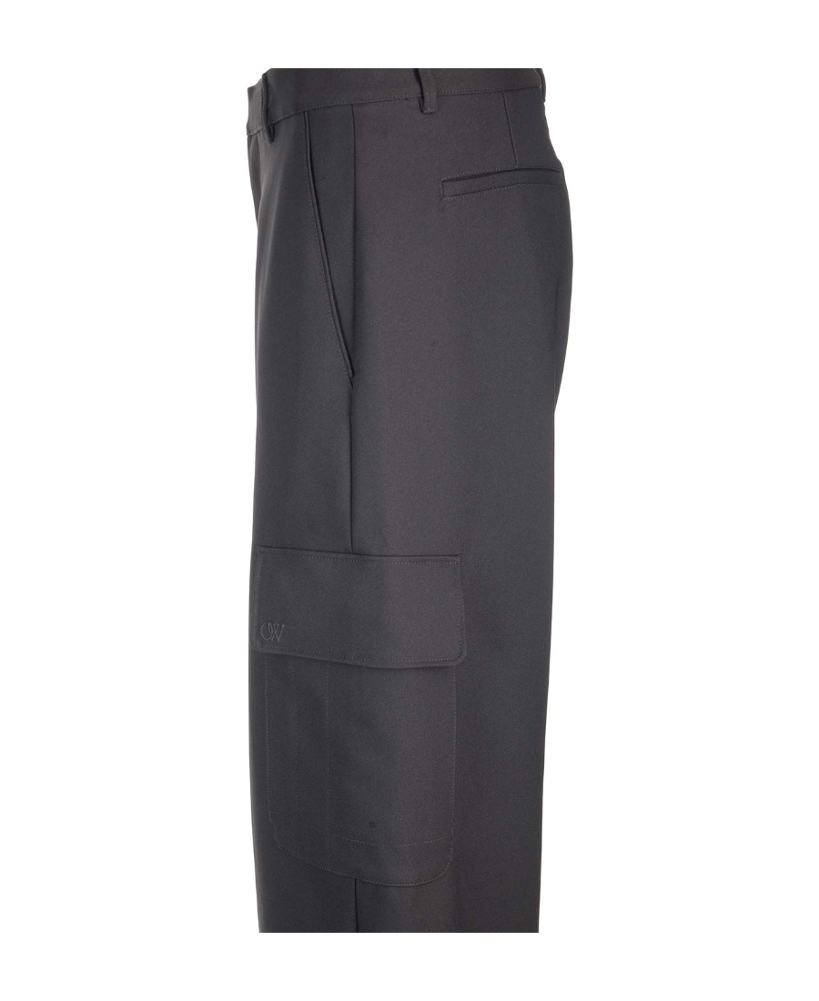 Off-white Wide-leg Wool-blend Trousers In Black