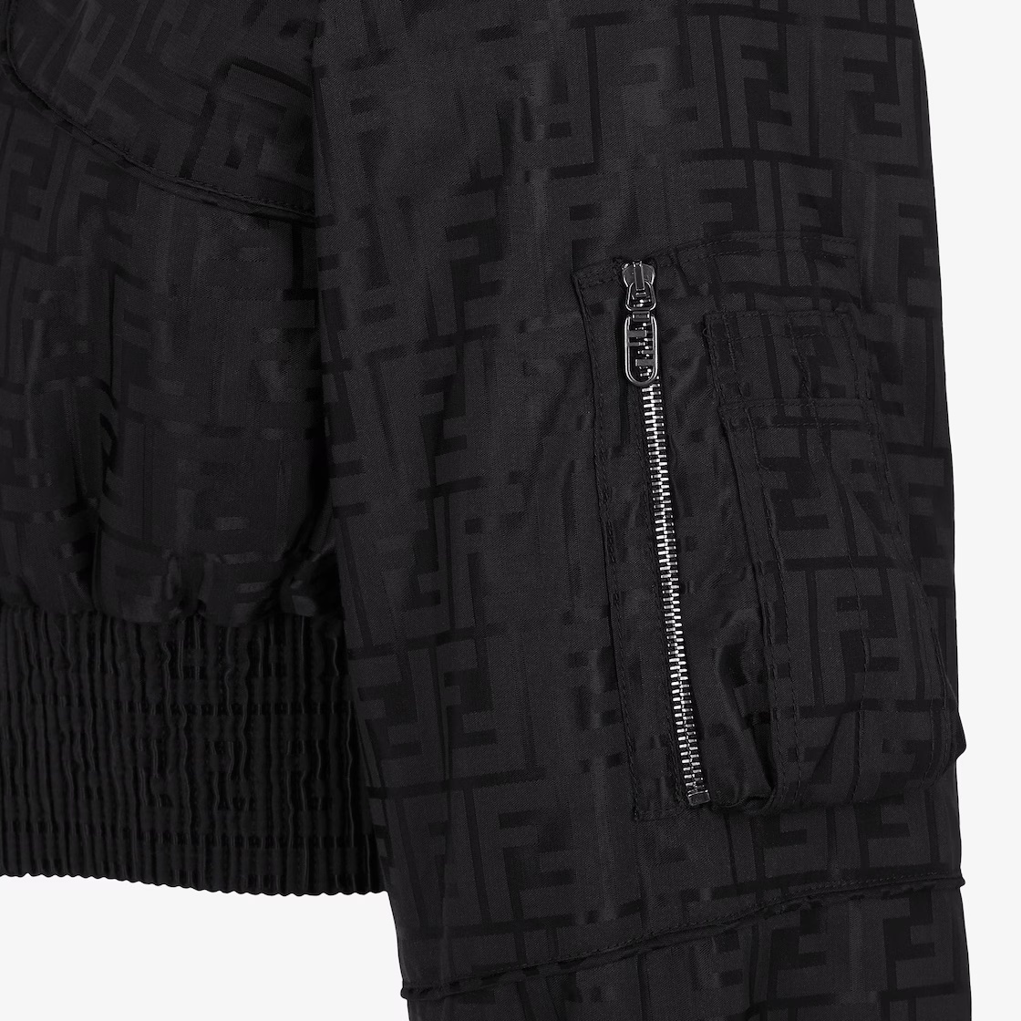 Fendi Ff-jacquard Padded Cropped Jacket In Black