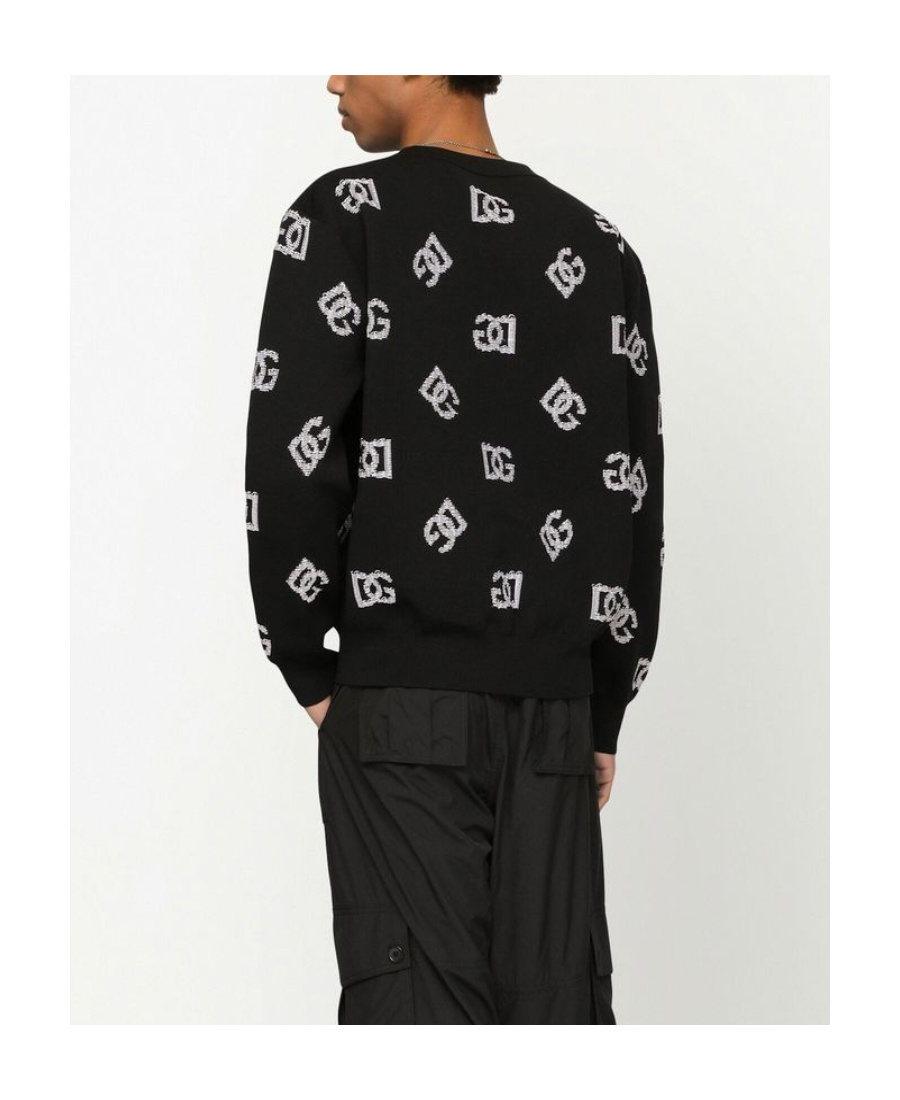 Dolce & Gabbana Monogram Black Jacquard Jumper In Black