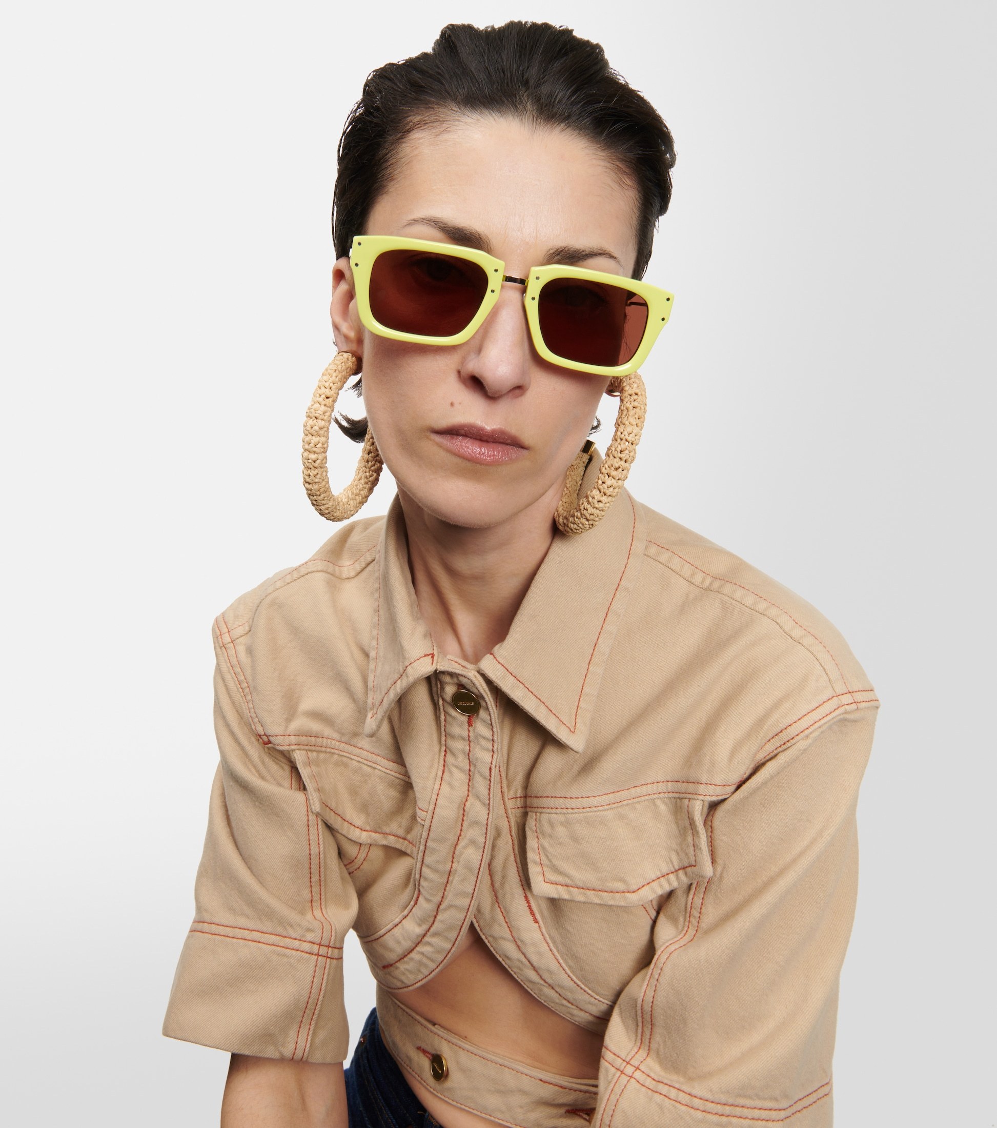 Jacquemus Square Sunglasses In Yellow