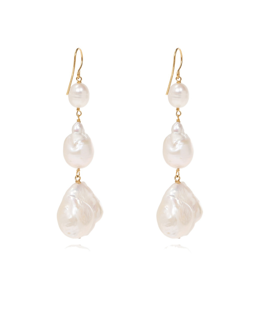 Jil Sander Pearl Drop Earrings In Metallic