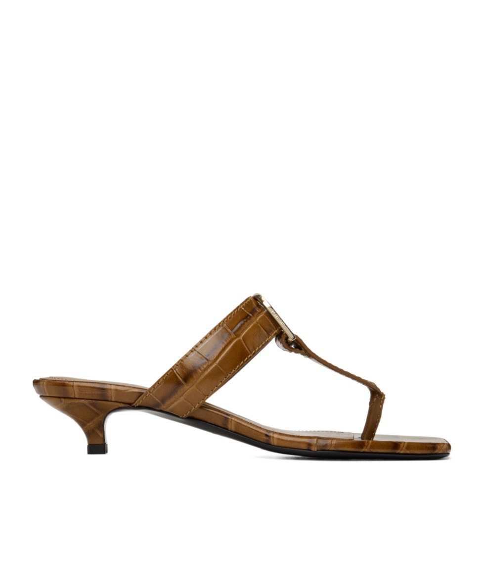 Totême 35mm Croc Embossed Leather Thong Sandals In Brown