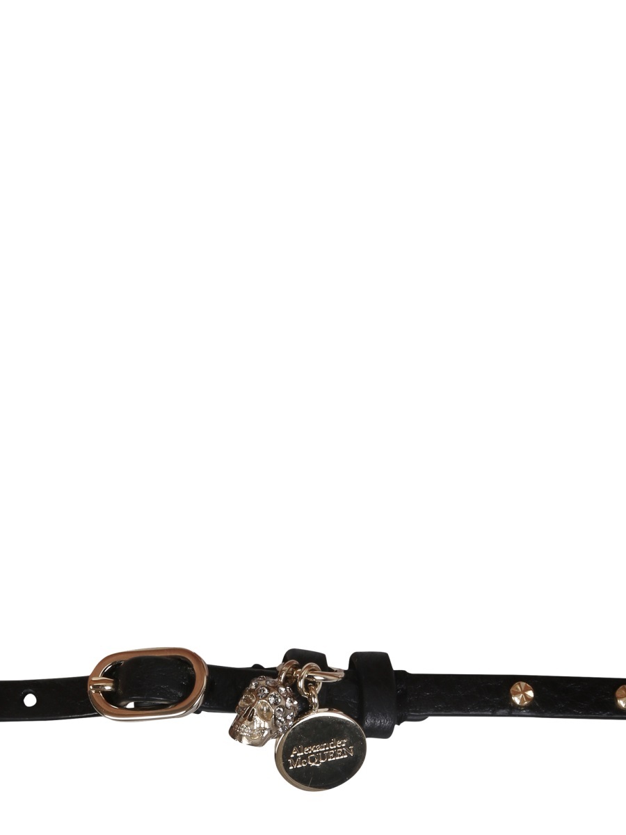 Alexander Mcqueen Skull Stud Wraparound Bracelet In Black