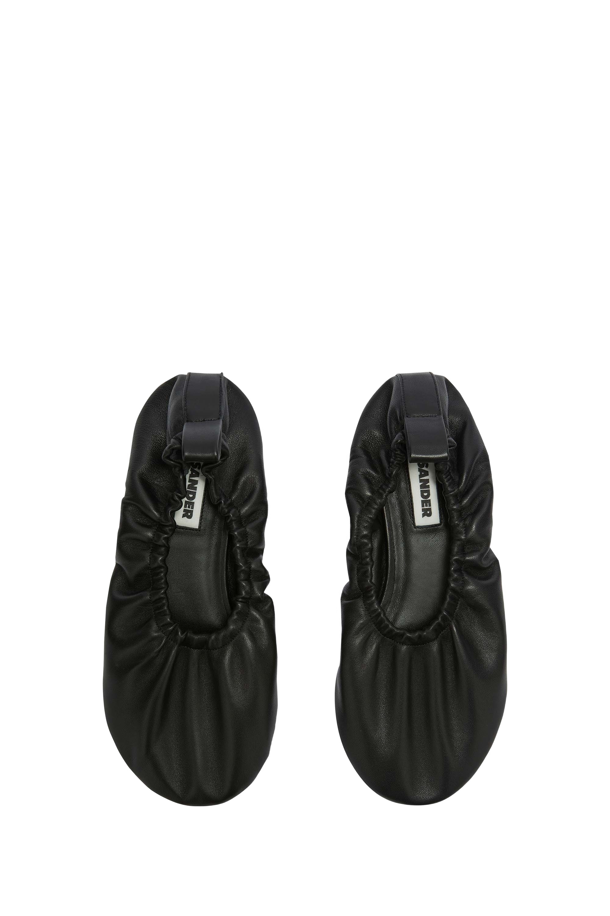 Jil Sander Gathered-detail Leather Ballerina Shoes In Black