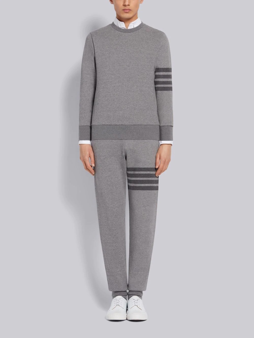 Thom Browne Tonal 4-bar Loopback Track Pants In Gray