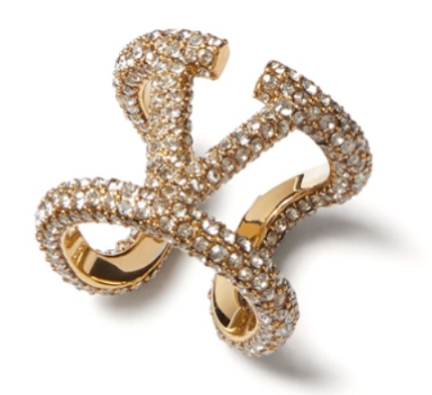 Valentino Crystal-embellished Vlogo Ring In White