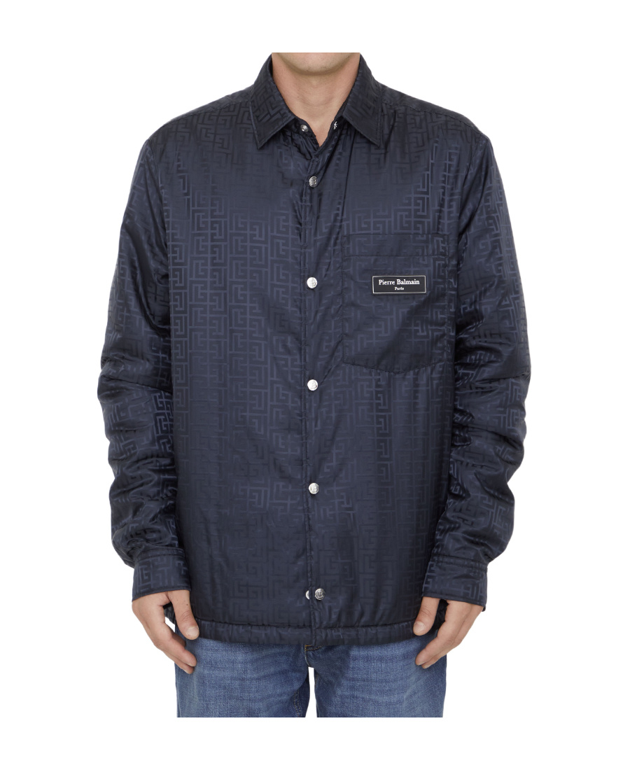 Shop Balmain Monogram-pattern Shirt In Blue