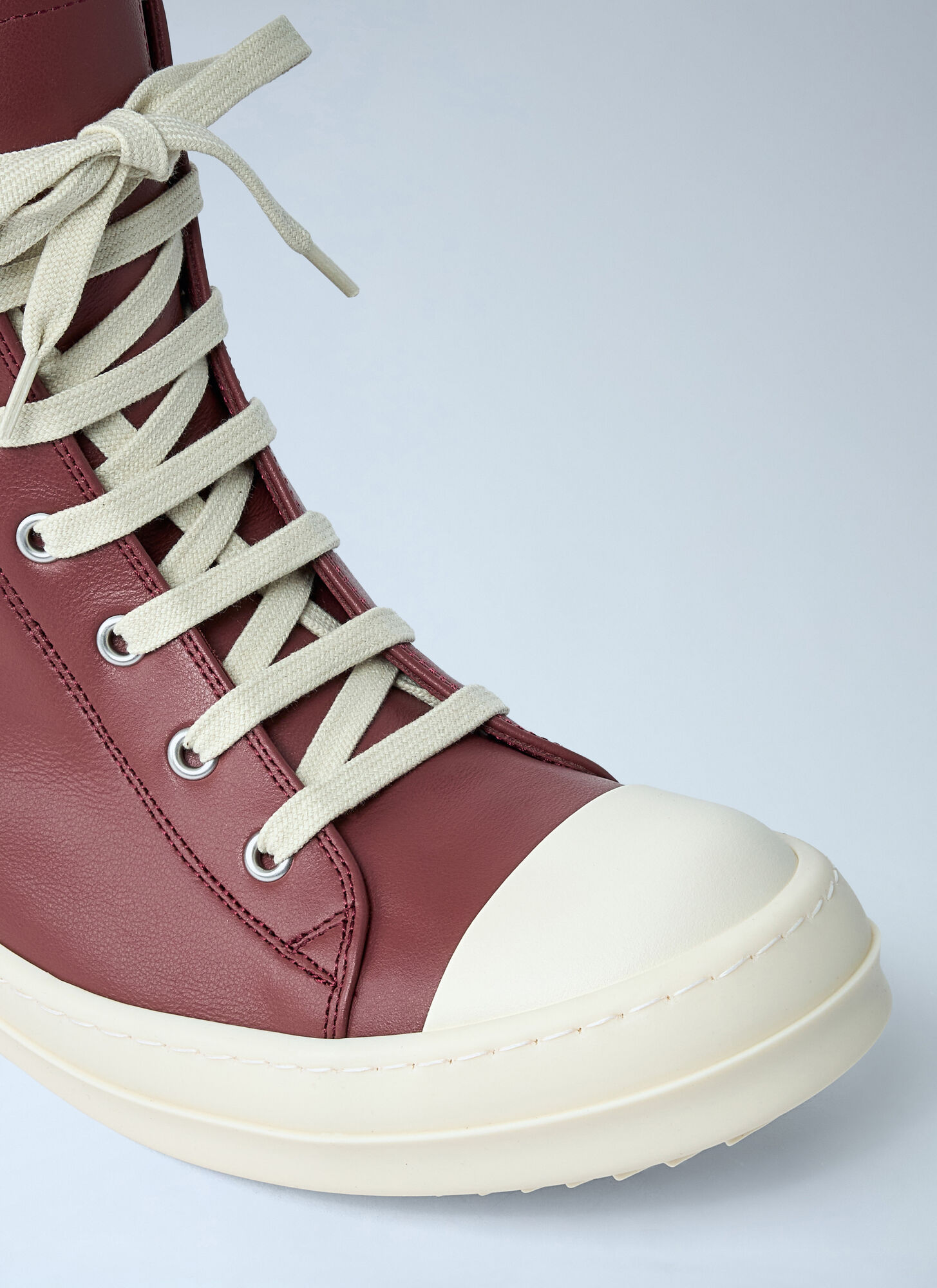 Rick Owens Round Toe High Top Casual Shoes In Red