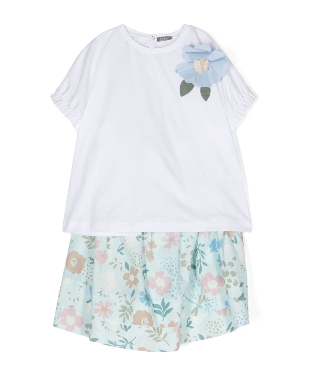 Il Gufo Floral Skirt Set In White