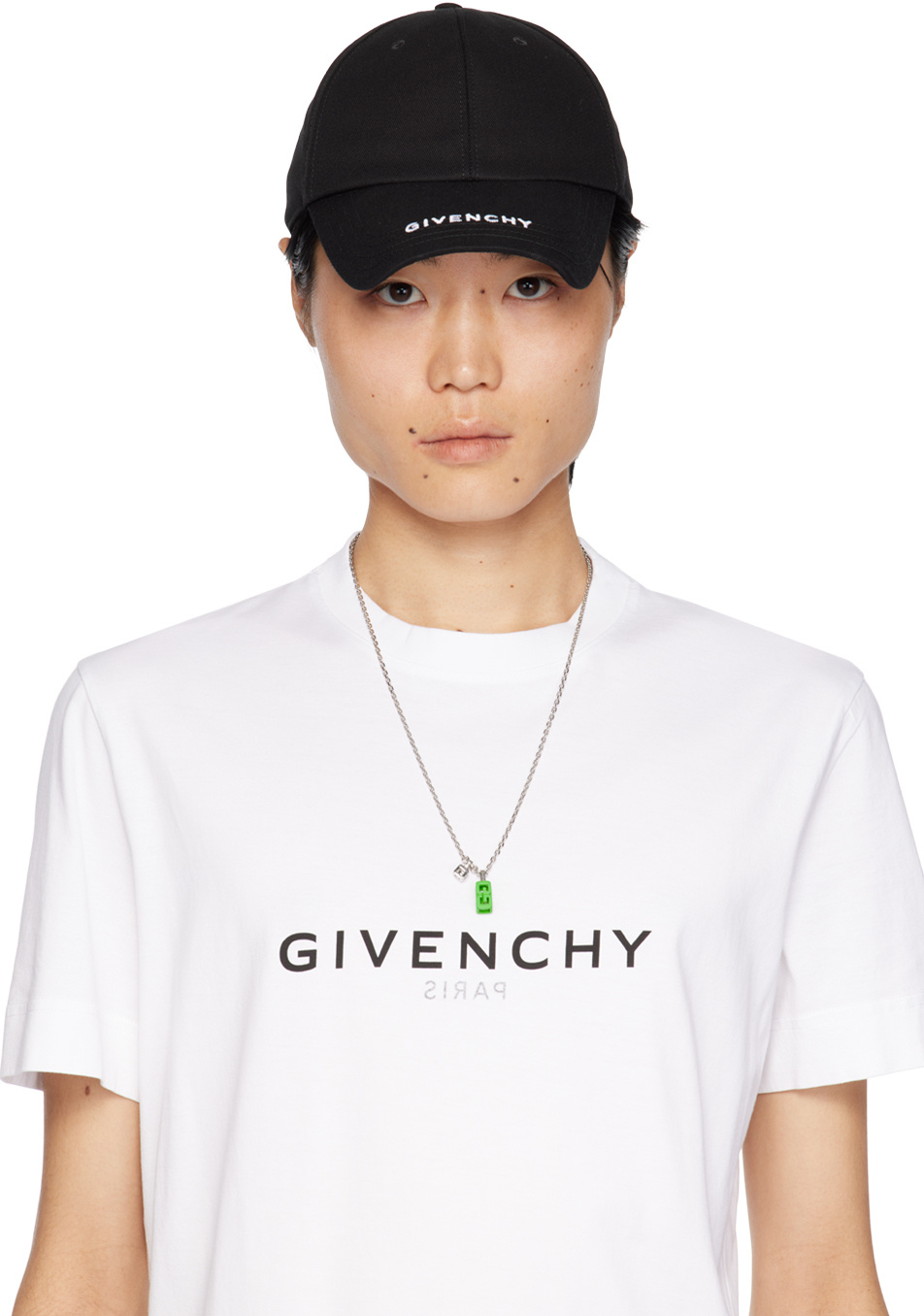 Givenchy Logo Pendant Necklace In White