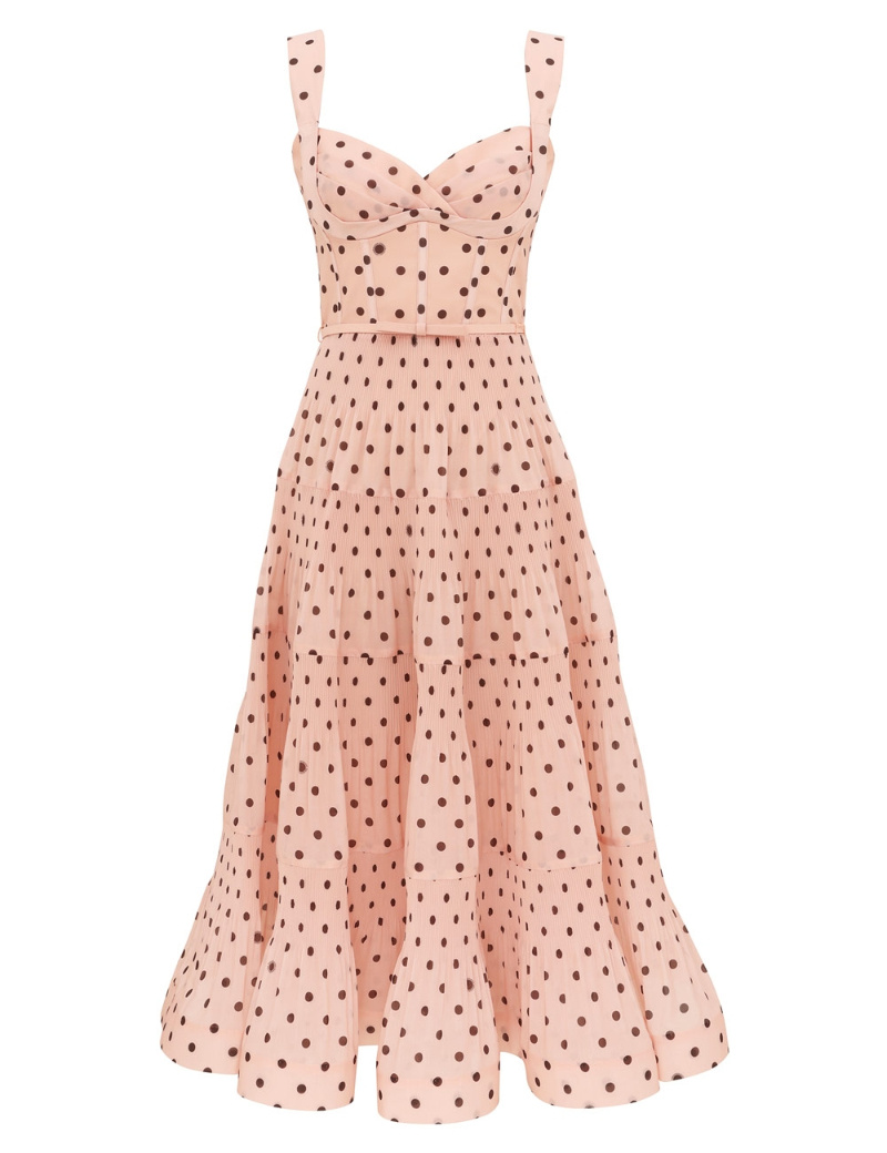 Zimmermann Pleated Draped Midi Dress In Pink