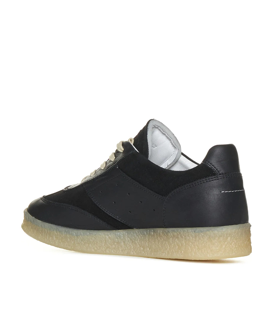 Mm6 Maison Margiela Lace Up Leather Sneakers In Black