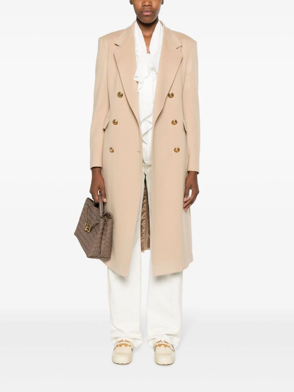 Tagliatore Double-breasted Notched-lapels Coat In Nude