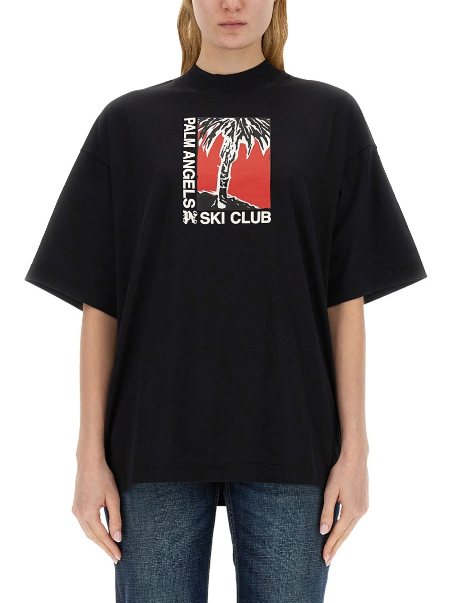 Palm Angels Palm Soft Fit T-shirt Ski Club In Black