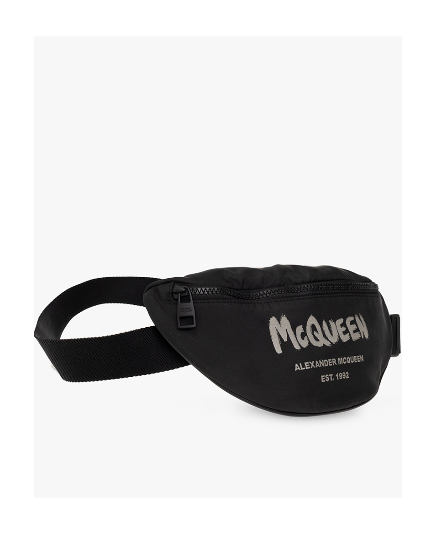 Alexander Mcqueen Logo Print Belt Bag In Black