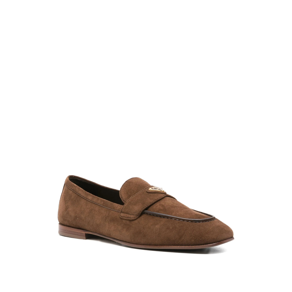 Prada Round Toe Loafers In Brown
