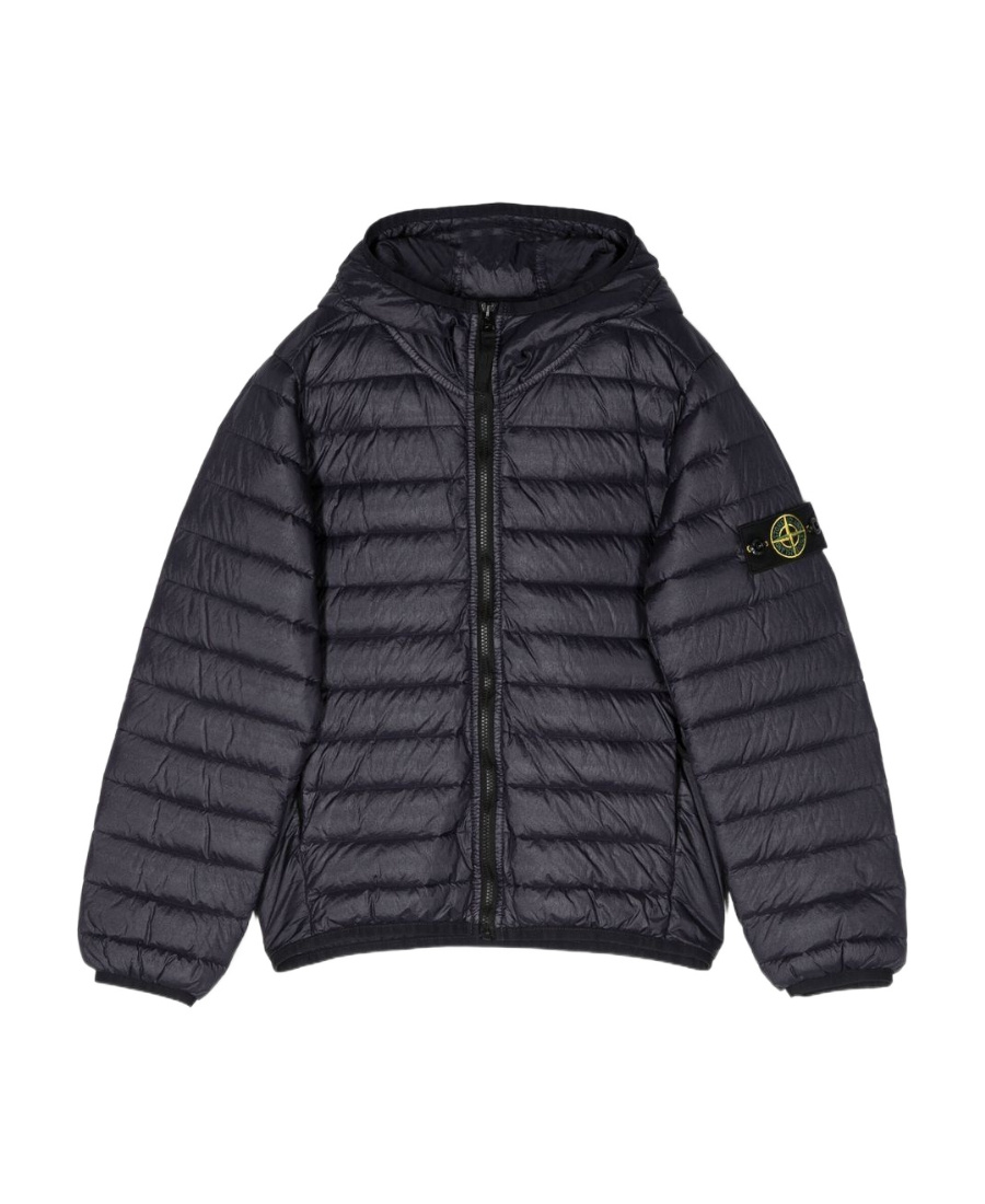 Stone Island Padded Logo-patch Jacket In Blue