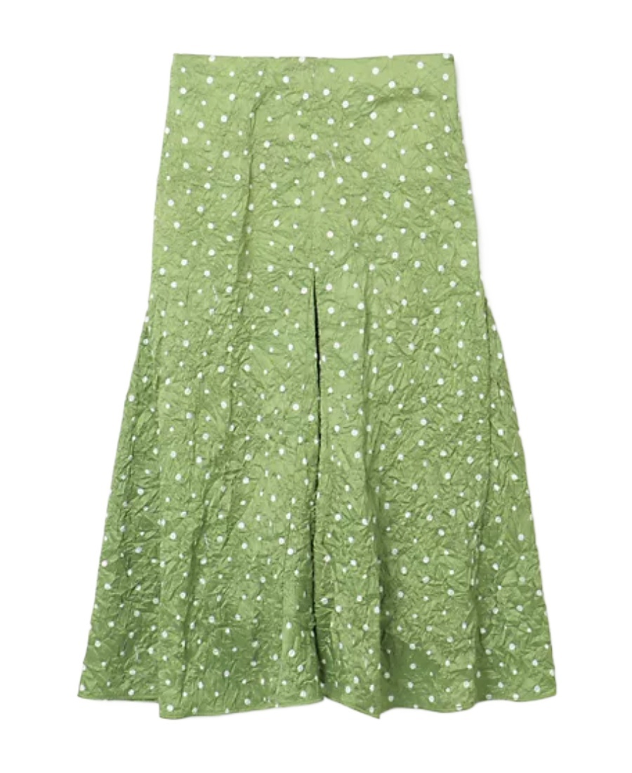 Ganni Green Polka Dot Midi Skirt In Green