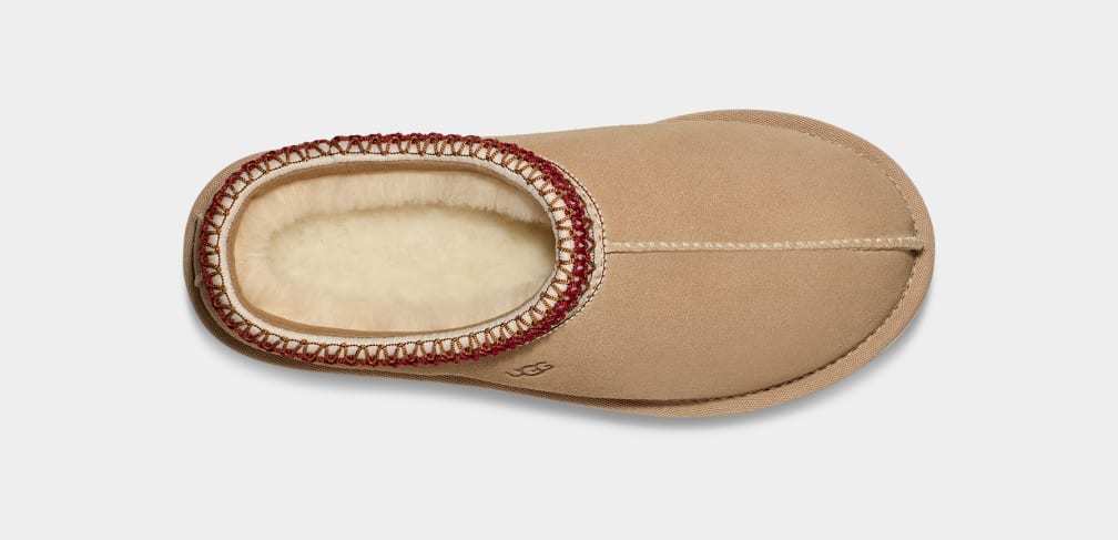 Shop Ugg Tasman Logo Embossed Slippers In Nude