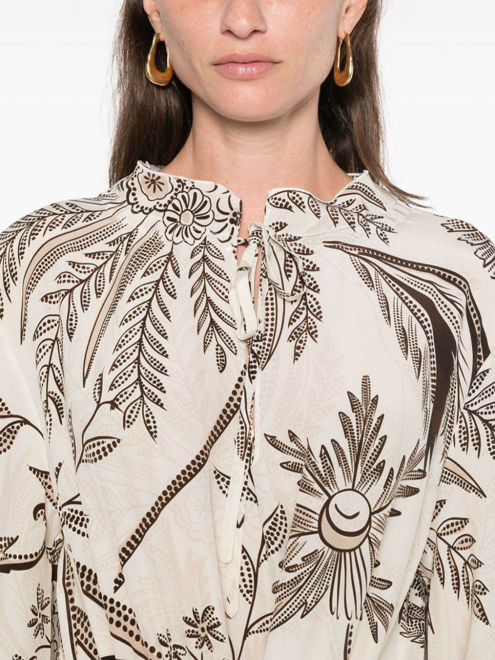 F.r.s For Restless Sleepers For Restless Sleepers Printed Silk Dress In White