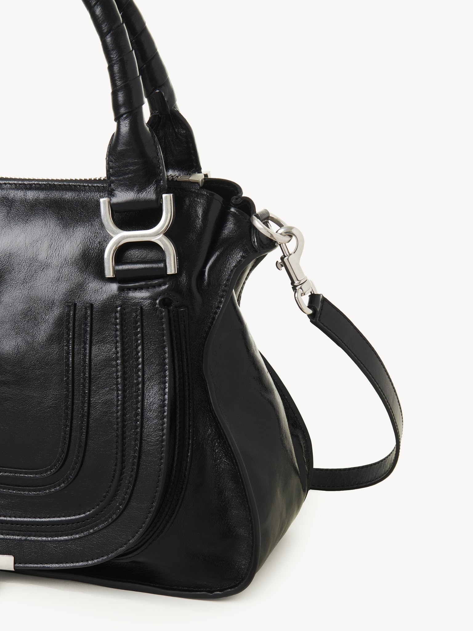 Chloé Marcie Leather Top Handle Bag In Black