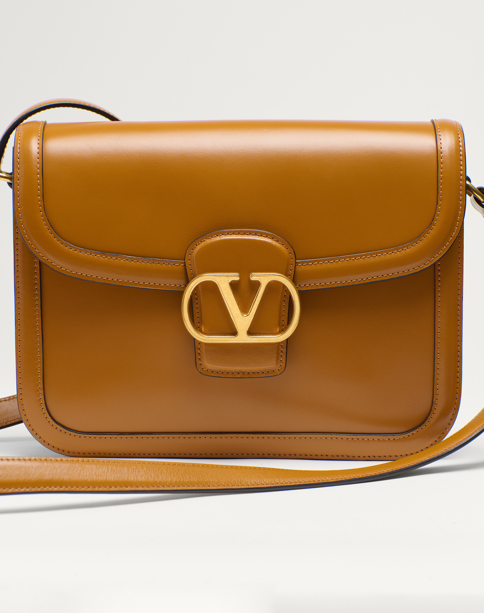 Valentino Garavani Orange Leather 9to5 Shoulder Bag In Brown