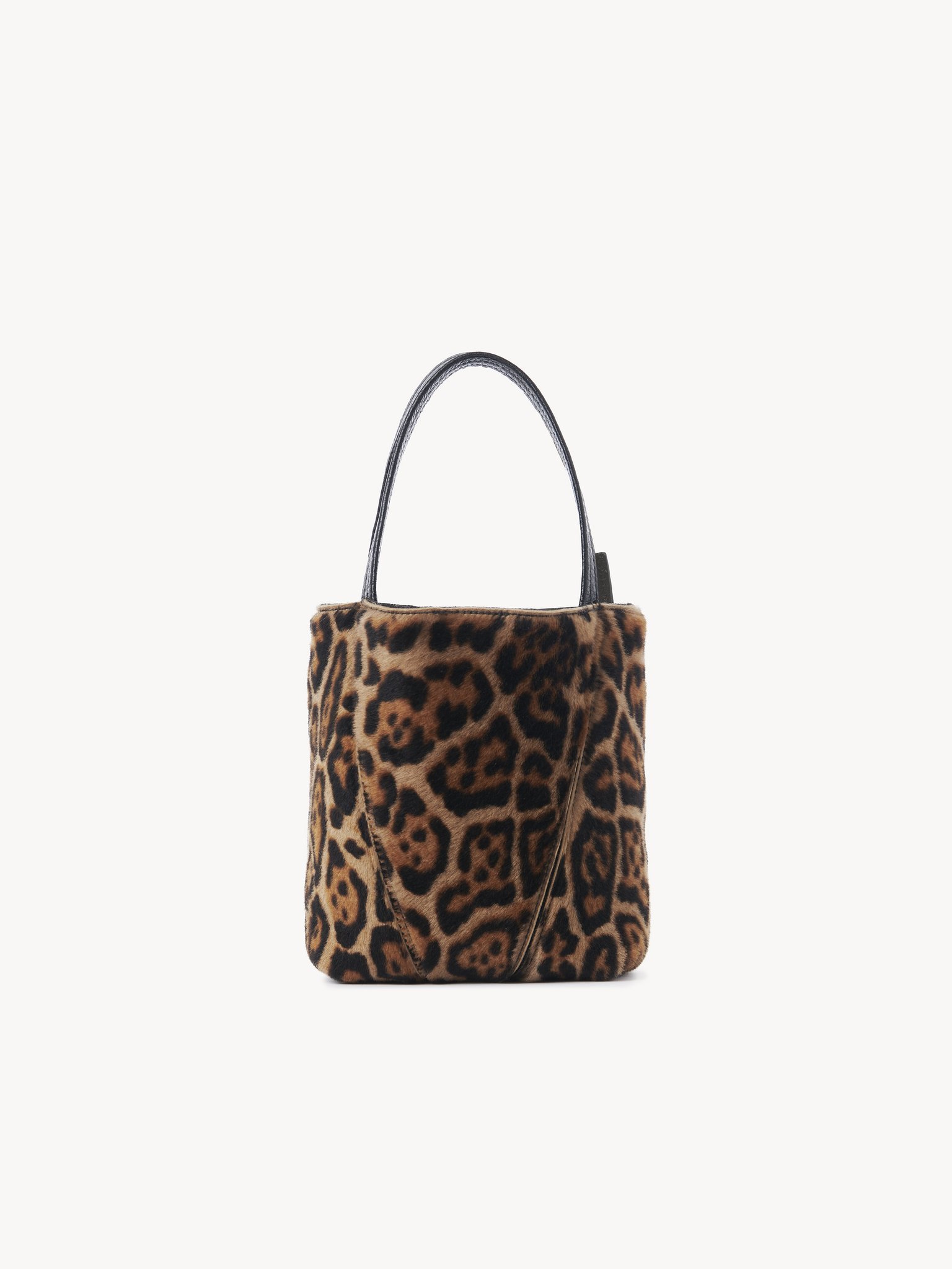 Chloé Small Chloe Spin Tote Bag In Leopard-print Shearling