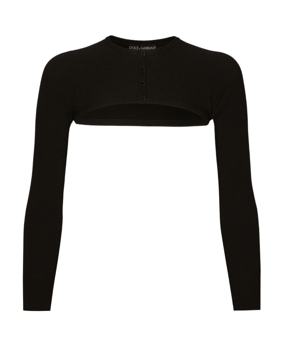 Dolce & Gabbana Black Black Cropped Cardigan In Black