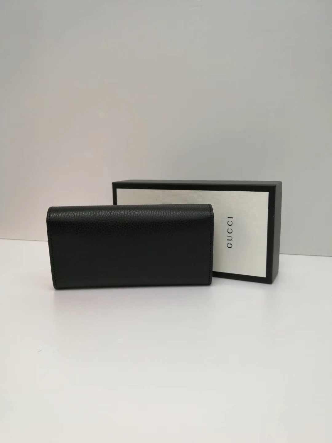 Gucci Bi-color Gg Marmont Continental Wallet In Black