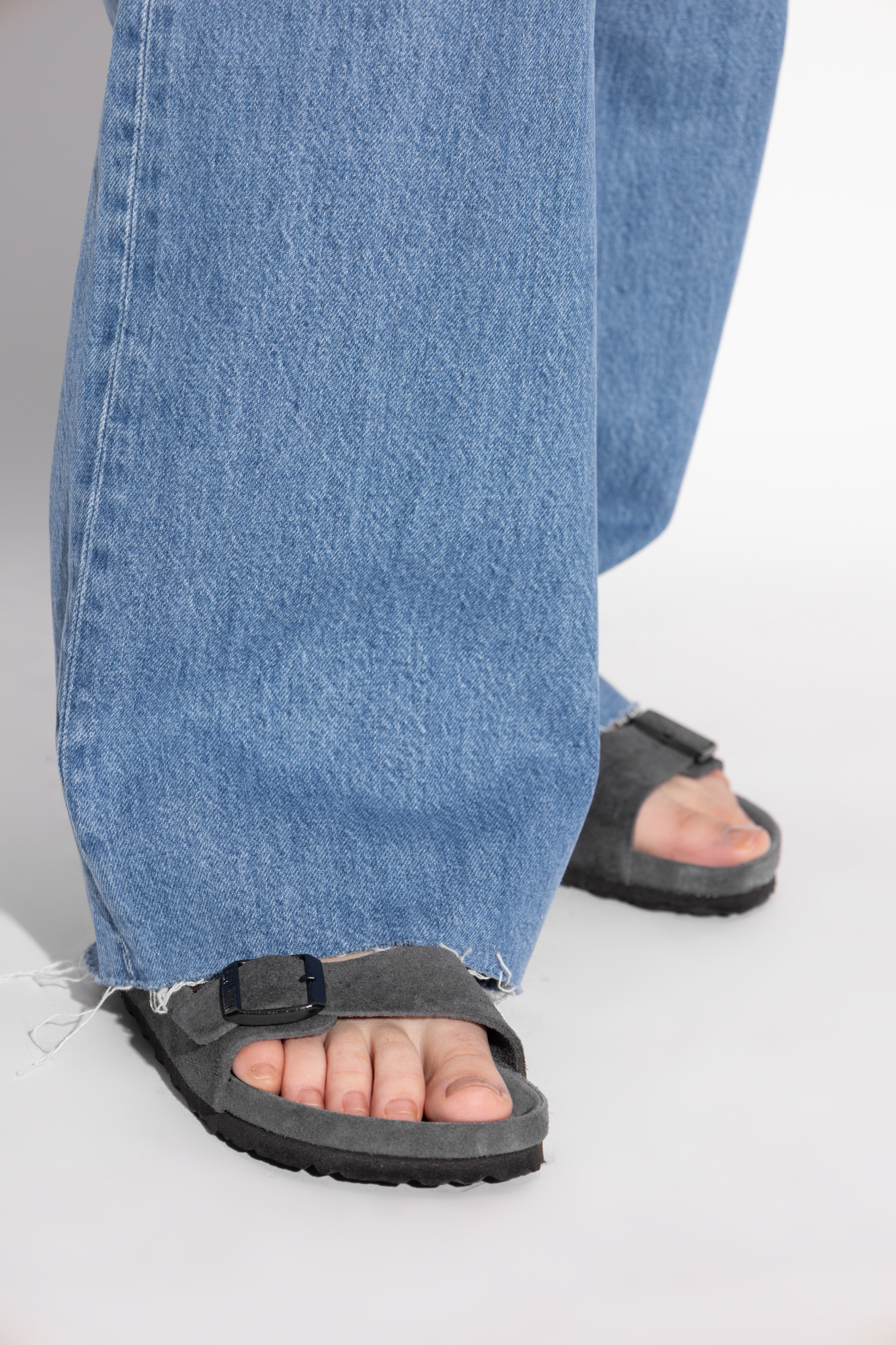 Birkenstock Arizona Double-buckle Slide Sandals In Gray