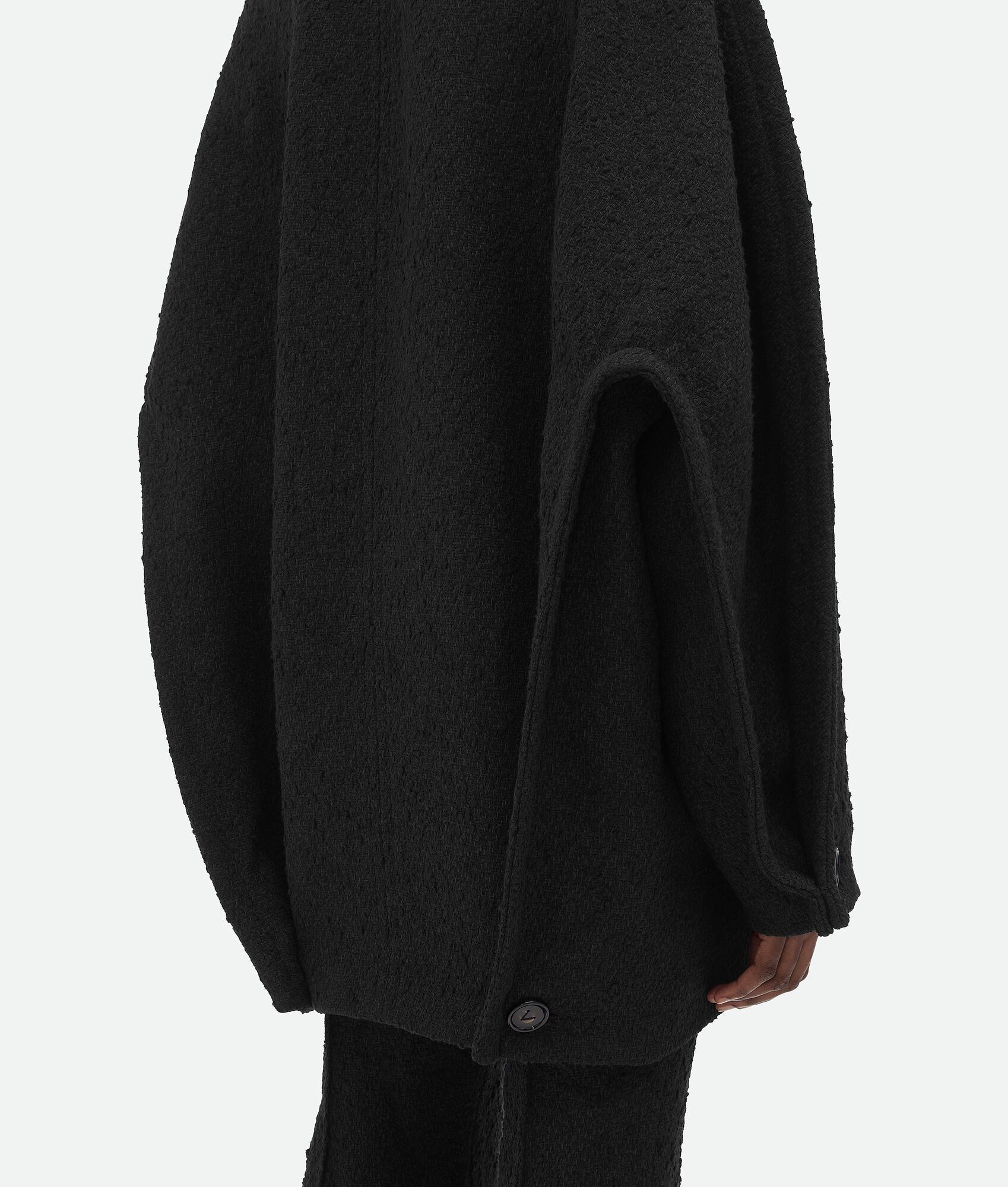 Bottega Veneta Lightweight Cotton Tweed Cocoon Coat In Black