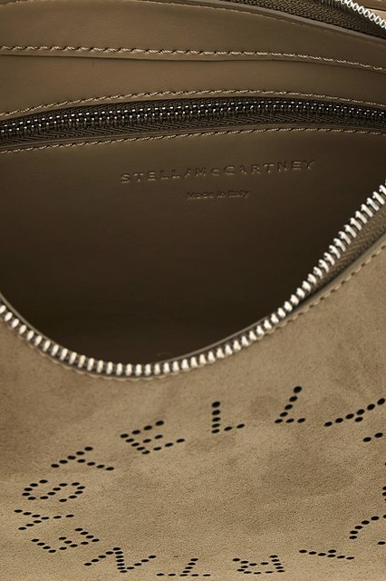 Stella Mccartney Small Shoulder Bag With Adjustable Strap And Suede Finish In Gray
